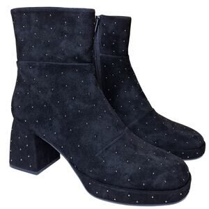 VANELi NEW suedue VaVa studded heeled ankle boots black square toe booties sexy